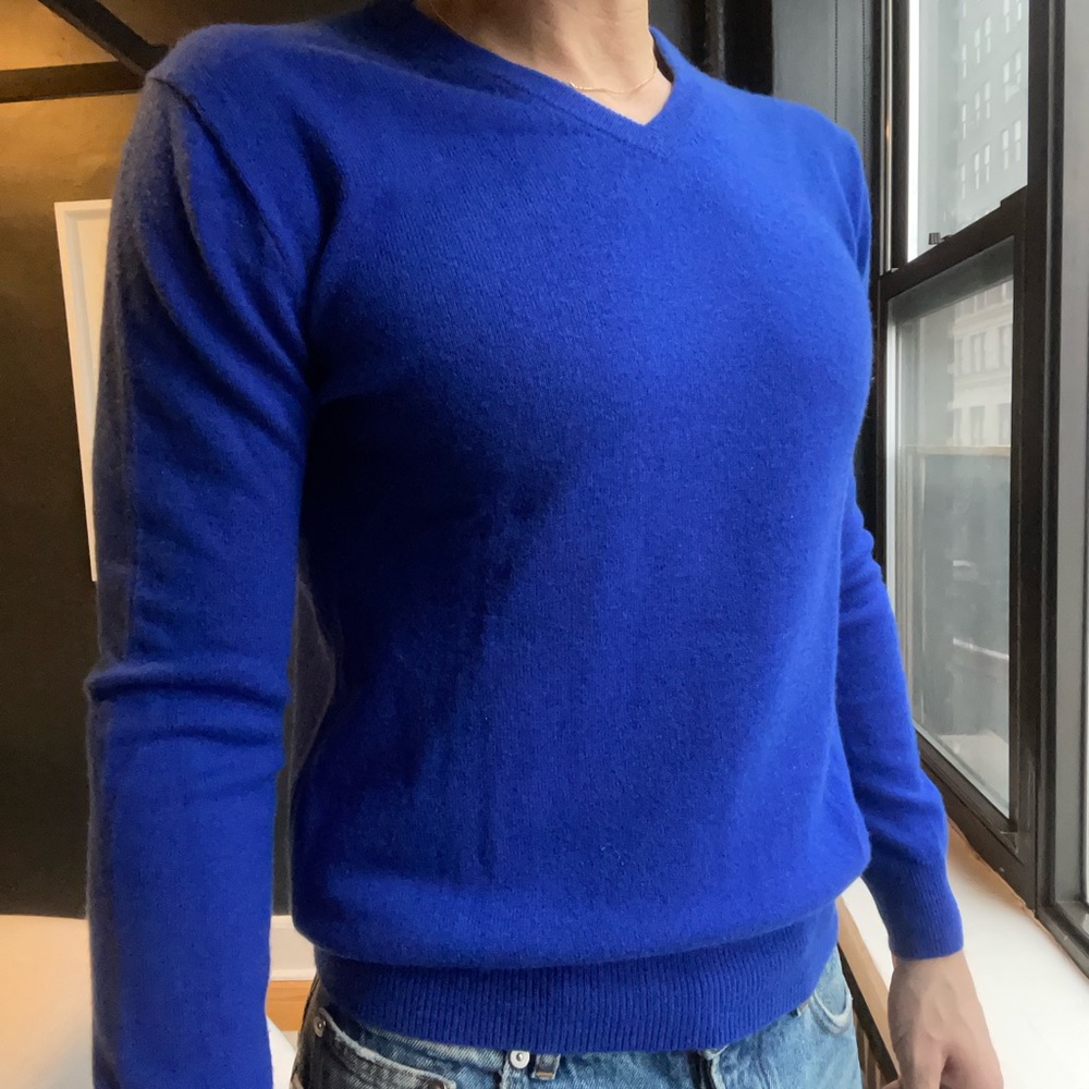 J. Crew - Vibrant Blue Italian Cashmere V-Neck Sweater
